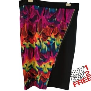 Worthington Envelope Skirt Vivid Floral Peacock‎ Feather 14W